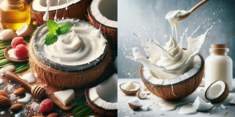 Coconut Butter vs Coconut Oil: Jars of coconut butter and coconut oil side by side, highlighting their differences.