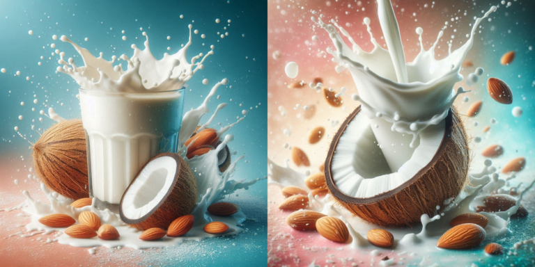 A comparison of almond milk and coconut milk, highlighting their health benefits and nutritional differences.